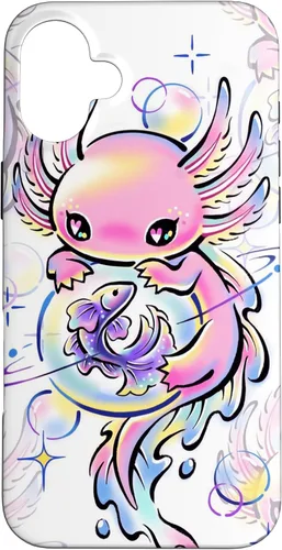 Vista 23 de Cute Kawaii Axolotl Purple Magical Crystals Case for iPhone 17