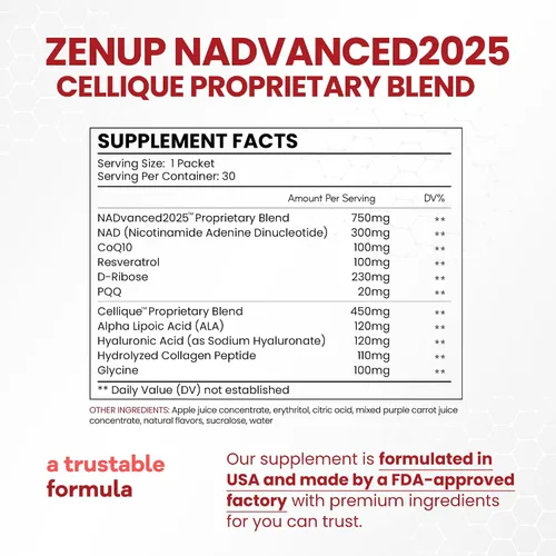 Vista 2 de Líquido NAD, Suplemento NAD+ de Fuerza Extra de 1,200mg con CoQ10, Resveratrol, D-Ribosa y PQQ para Hombres y Mujeres, Stick Natural de NAD+