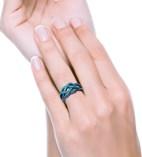 Vista 2 de Anillo de plata de ley 925 con ópalo azul y símbolo de infinito