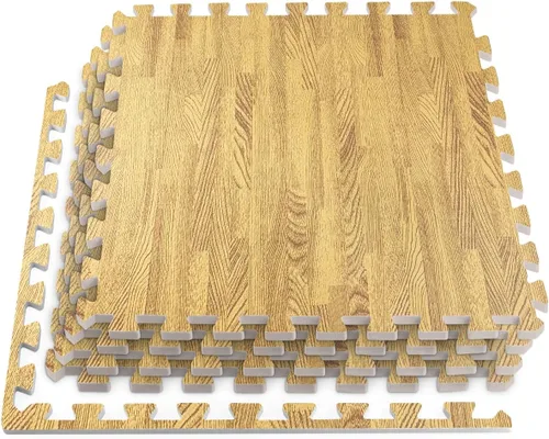 Vista 9 de HomeCube USA - Baldosas de espuma entrelazadas con veta de madera de 3/8 pulgadas de grosor para hogar, oficina, espacio de equipos