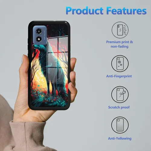 Vista 2 de Funda para Motorola Moto G Play 4G 2024 con protector de pantalla, parte trasera de vidrio templado + funda de silicona suave TPU absorción