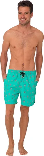 Vista 4 de INGEAR Performance SPF50+ - Traje de baño para hombre, de secado rápido, pantalones cortos de playa con forro de malla Aqua Flamingo