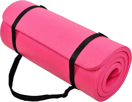 Vista 9 de BalanceFrom Yoga Mat, 1-Inch Extra Thick High Density Exercise Mat, Anti-Tear Exercise Yoga Mat with Carrying Strap, Suitable for Various Yoga