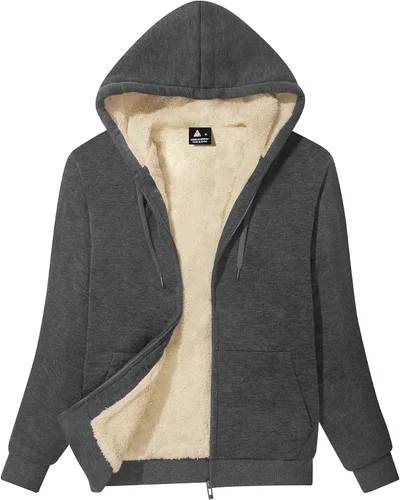 Vista 14 de SWISSWELL - Sudaderas con capucha para mujer, suéter de invierno con forro de vellón, con cremallera completa, forro de sherpa grueso Negro