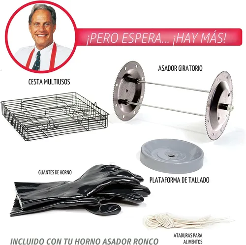 Vista 7 de Ronco Horno asador digital de encimera 5000 Platino, capacidad de 12 libras El pollo asado se cocina perfectamente, 3 funciones: asador, sear