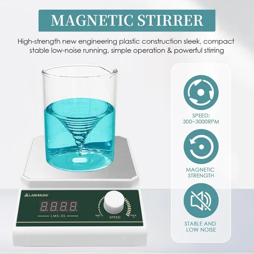 Vista 2 de LMS-3S Magnetic Stir Plate 3L 3000RPM w/ 8PCS Stir Bar Set