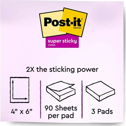 Vista 2 de 3M Post-it 6603SSAN Pads, colores Marrakech, forrados, 4 x 6, 90 hojas, paquete de 3