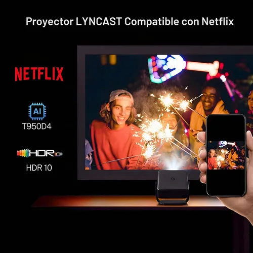 Vista 3 de [Netflix-Licensed/4K Support] Native 1080P Smart Projector, 800 ANSI X6 Pro X6 Netflix Black