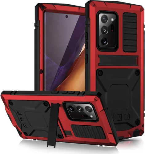 Vista 10 de Funda de metal compatible con Samsung Note 20 Ultra con protector de pantalla militar, resistente a prueba de golpes, con soporte para cámara, funda