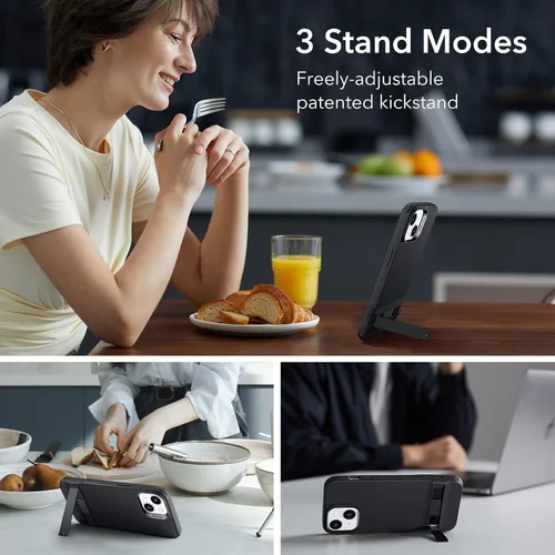 Vista 3 de ESR Funda con Soporte Metálico Compatible con Funda para iPhone 14 y Funda para iPhone 13, 3 Modos de Soporte, Protección contra Caídas de Grado
