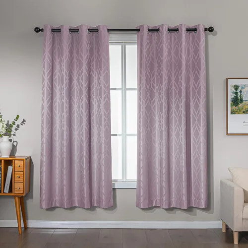 Vista 10 de Amazon Basics Cortinas Jacquard 100% opacas de 2 piezas, cortinas para sala de estar y dormitorio, tratamiento de ventana con aislamiento térmico