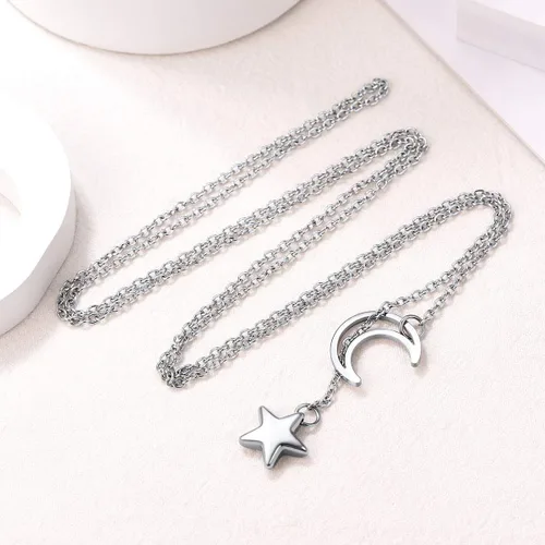 Vista 5 de FOCALOOK Lariat Y-Necklaces Long Necklaces for Women Gold Necklaces for Women Drop Moon Star Necklaces for Women Stainless Steel Jewelry Front