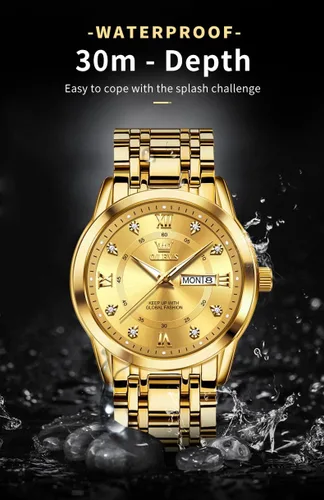 Vista 8 de OLEVS Reloj para hombre clásico vestido de negocios analógico cuarzo acero inoxidable impermeable luminoso fecha diamante hombres reloj de plata