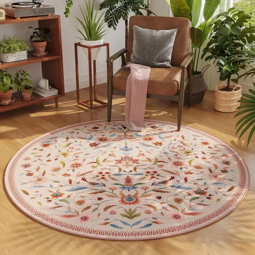 Vista 46 de Alfombra de entrada vintage con medallón floral de 2 x 3 pulgadas, lavable a máquina, alfombra de entrada de pelo bajo, suave, pequeña, alfombra