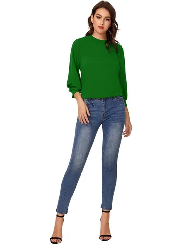 Vista 7 de SheIn - Blusa informal de oficina de manga larga de 34 para mujer