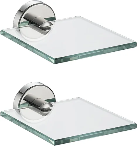 Vista 43 de JQK Pequeños estantes flotantes de vidrio negro, repisas de exhibición de 4 pulgadas para pared, mini decoración, sala de estar, dormitorio, baño