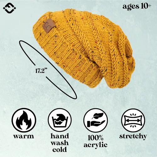 Vista 21 de Funky Junque Gorro de moda de punto trenzado de talla extragrande, grueso, abrigado, suave y holgado