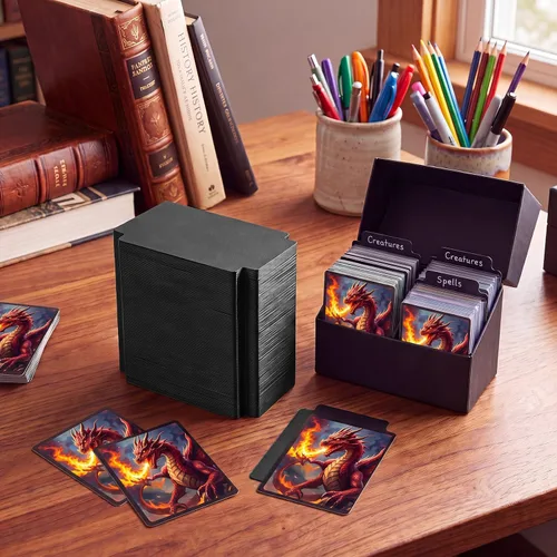 Vista 7 de 50 separadores de tarjetas, pestañas de plástico compatibles con Negro
