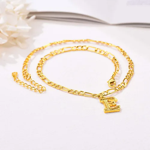Vista 5 de FOCALOOK Collares de letra inicial de oro para hombres, adolescentes y niños, chapado en oro de 18 quilates, cadena de letra inicial A-Z, 16 pulgadas
