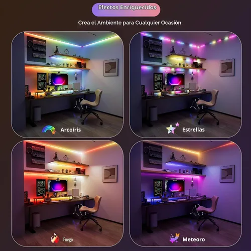 Vista 2 de PAUTIX Luces LED sin puntos, Tiras de Luces LED RGB Smart IC COB Direccionables 16.4ft, Certificadas UL 24V Efectos de Persecución Cinta Flexible