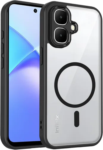 Vista 376 de Funda magnética transparente compatible con Xiaomi 17T, color negro 2 en 1 PC + TPU cubierta de teléfono a prueba de golpes, carcasa protectora