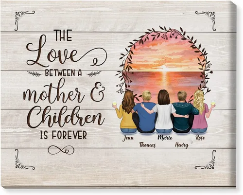 Vista 17 de Gossby Lienzo personalizado envuelto para mamá – El amor entre madre e hija es para siempre – Regalo personalizado con nombres de avatares – Regalo