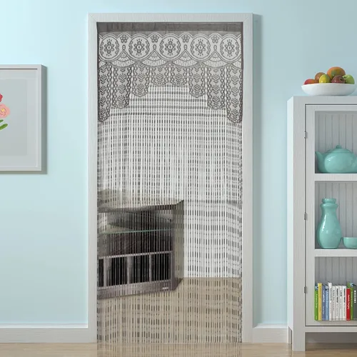 Vista 8 de HSYLYM - Cortina de puerta de encaje para privacidad, estilo macramé boho, para ventanas y como separador de paredes, cubre ventanas y puertas