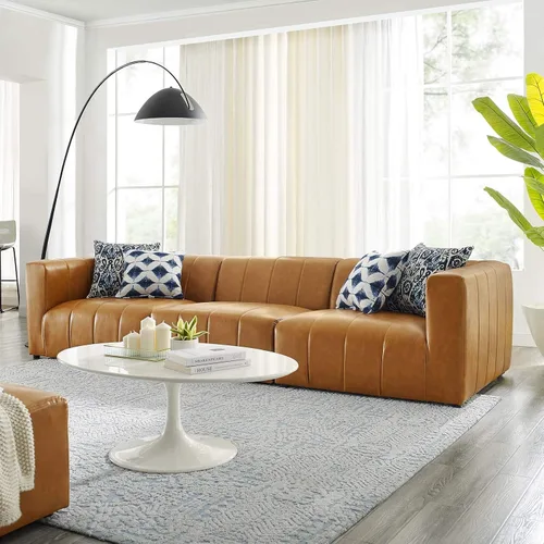 Vista 11 de Modway EEI-4513-TAN Bartlett - Sofá biplaza de cuero vegano de 2 piezas, color marrón