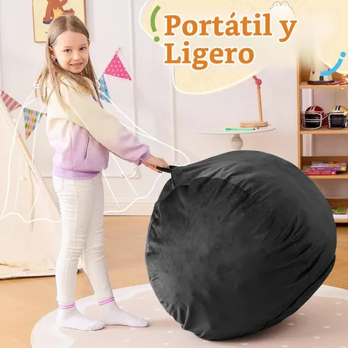 Vista 6 de Puf para niños – Silla redonda de espuma viscoelástica de 2.5 pies – Sofá puff para niños y adolescentes con funda de microfibra suave – Sofá