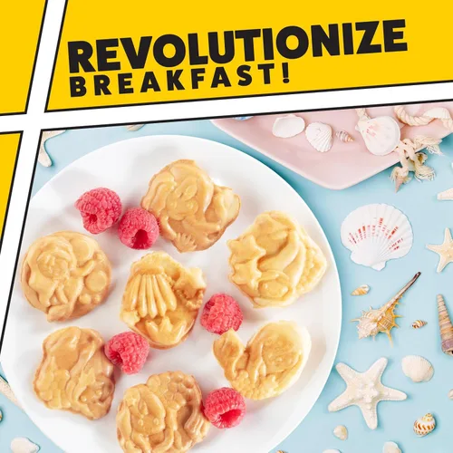 Vista 6 de waflera de sirena para el desayuno divertido de verano, crea 7 gofres diferentes en forma de sirena en cuestión de minutos – Brunch fresco bajo