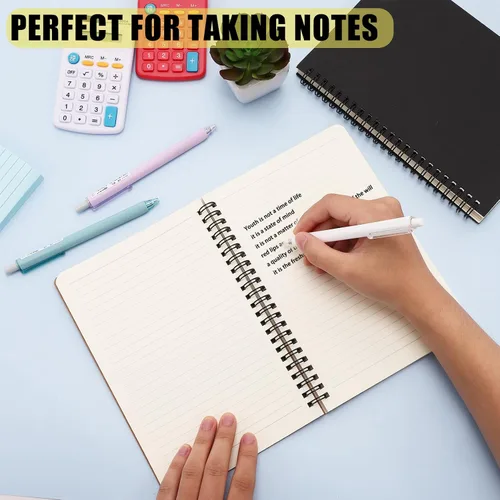 Vista 3 de Cuaderno de espiral, paquete de 6 cuadernos rayados A5, cuaderno de espiral de tapa dura, 80 hojas, 160 páginas para estudio y notas, 8.3 x 5.5