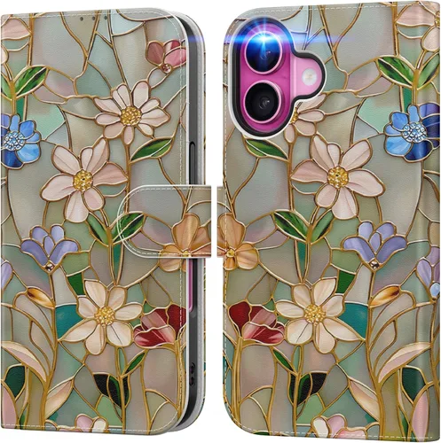 Vista 19 de DEENAKIN Funda tipo cartera para iPhone 15 con tarjetero + clip para efectivo, bloqueo RFID, protección contra caídas de grado militar y obras