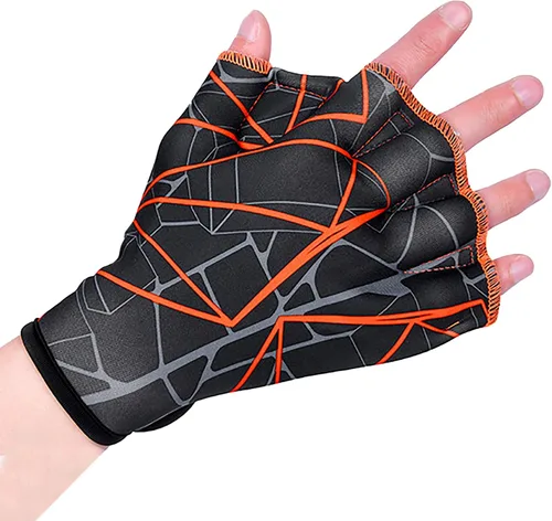 Vista 9 de Guantes de natación de nailon para natación acuática, guantes de malla para entrenamiento acuático, entrenamiento acuático, equipo de mano