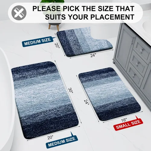 Vista 2 de Arotive - Alfombras de baño de microfibra, suaves y absorbentes con contorno para inodoro, antideslizantes, de felpa gruesa, lavables a máquina