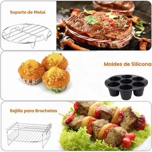 Vista 3 de Accesorios para freidora de aire Ninja Chefman COSORI Ninja Gourmia Dash Power XL 3.6 4.2 5.8QT, 12 piezas de accesorios para freidora de aire