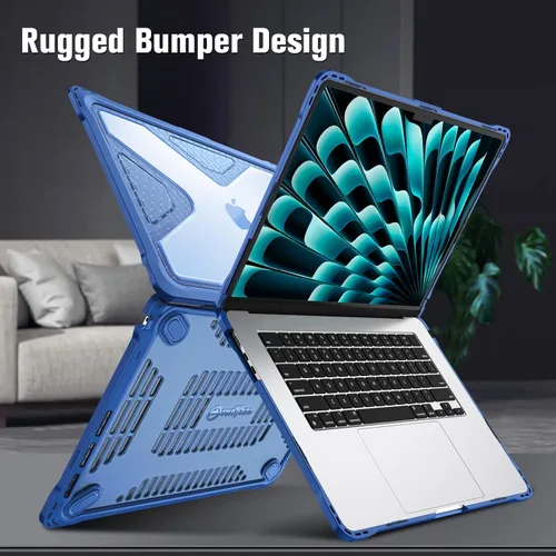 Vista 5 de Fintie Funda resistente para MacBook Air de 15 pulgadas, color azul A3448 A3241 A3114 A2941, 2023 2024 2025 2026, M2 M3 M4 M5, parachoques de TPU