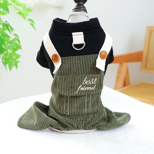 Vista 15 de Ropa de invierno para perro, camisas para mascotas, elegante mono de pana para perros pequeños, overol con pechera para cachorros, overol clásico