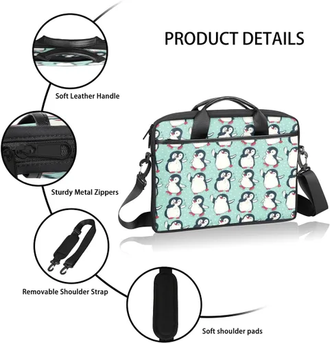 Vista 4 de Cute Penguin Laptop bag - with padded shoulder straps,suitable for 13-15 inch laptops,men's and women's multi compartment laptop cases,suitable for
