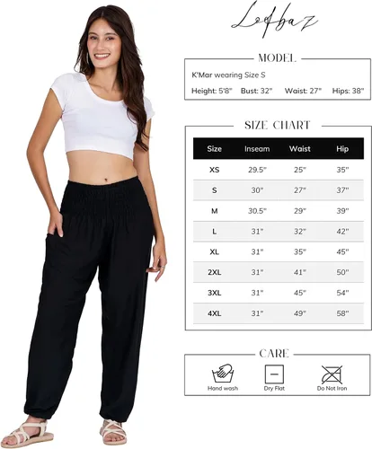 Vista 4 de LOFBAZ Pantalones de yoga de harem para mujer CH - 4XL Estilo Hippie Bohemio Pijama para descanso con estampados de playa tallas extra grandes