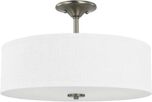Vista 13 de Progress Lighting Inspire - Luz semiempotrada de 18" con 3 luces, latón Latón satinado con pantalla de lino de verano