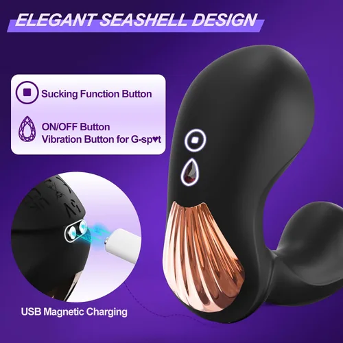 Vista 7 de Juguetes sexuales de succión con vibrador para adultos, vibradores de succión de rosa de doble estimulación con 9 modos de vibración y succión