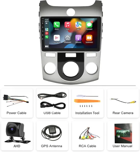 Vista 8 de Podofo [2G+32G] Android 13 inalámbrico Apple Carplay estéreo para automóvil para KIA Forte 2009-2017, radio de coche doble DIN con Android Auto