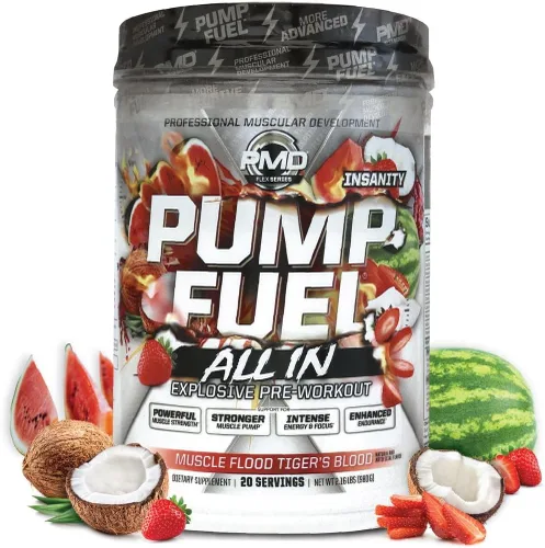 Vista 11 de PMD Sports Pump Fuel All in Insanity, Polvo Pre-Entreno Definitivo y Bomba Muscular, Energía de Máxima Fuerza, Concentración, Resistencia