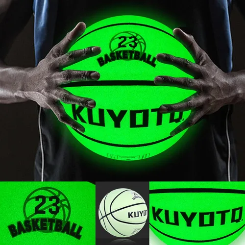 Vista 4 de KUYOTQ Glow in The Dark Glowing Basketball Composite Leather Luminous Size 7 Basketball 29.5" Gift for Men Women in&Outdoor Night Game(Deflated)