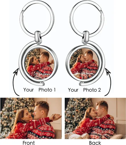 Vista 2 de Llavero personalizado con texto de imagen, llavero personalizado de doble cara, llavero de fotos colorido personalizado, regalo para mujeres