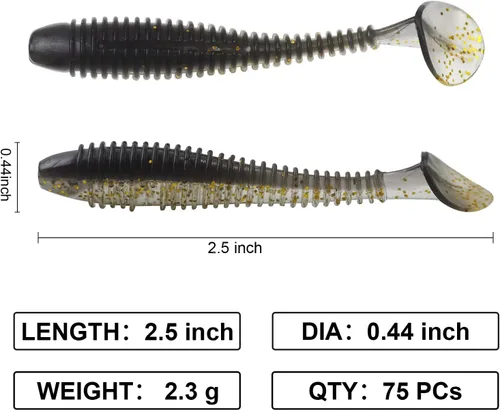 Vista 5 de Señuelos de Natación con Cola de Paleta, 2.5 pulgadas/3 pulgadas Señuelos Suaves de Pesca para Trucha, Crappie y Lobina para Agua Dulce y Salada