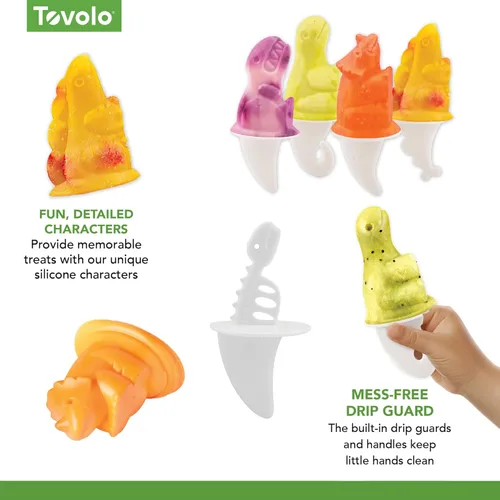 Vista 7 de Tovolo - Moldes para paletas heladas, motivo yeti, Dino, Blanco