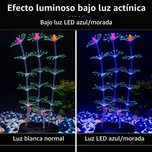 Vista 3 de Planta coral Uniclife, ornamento con efecto resplandeciente de silicona artificial, decoración para tanque de peces, acuario, paisaje, Verde