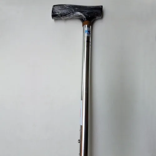 Vista 5 de Altura ajustable Quad Silver Cane Walking Stick ayuda cuatro patas Negro Base pequeña