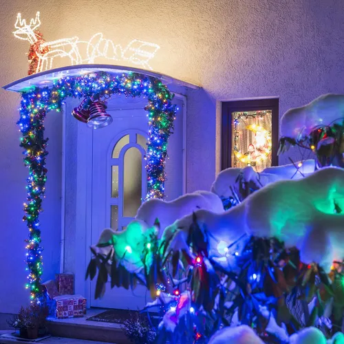 Vista 4 de Flechllary Luces de Cadena Navideñas de 200 LED, 72 Pies de Luces Interiores Enchufables con 8 Modos y Temporizador y Función de Memoria, Luces